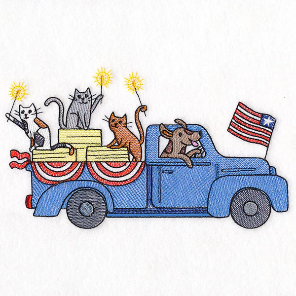 Americana Farm Parade - Cat and Dog Retro Truck - Image 5