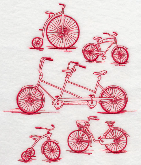 Antique Bicycles (Redwork) - Image 2
