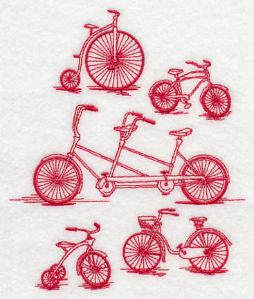 Antique Bicycles (Redwork) - Image 4