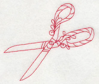 Antique Scissors 5 (Redwork) - Image 3
