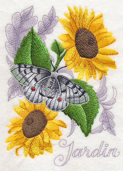 Apollo Butterfly and Sunflowers - Image 2