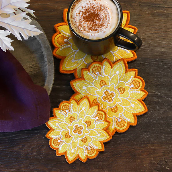 Art Deco Autumn Sunflower Trivet (In-the-Hoop) - Image 3