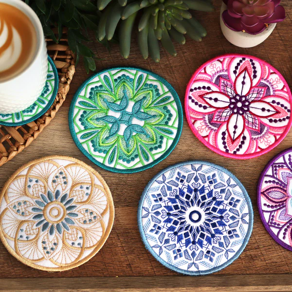 Art Deco Kaleidoscope Coaster (In-the-Hoop) - Image 3