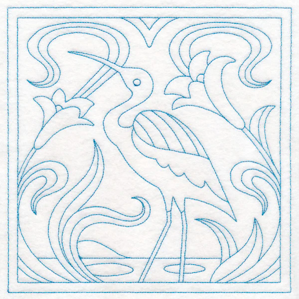Art Nouveau Floral Quilting - Heron (Double Run)