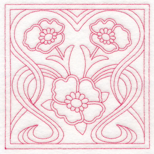 Art Nouveau Floral Quilting - Poppy (Double Run) - Image 3