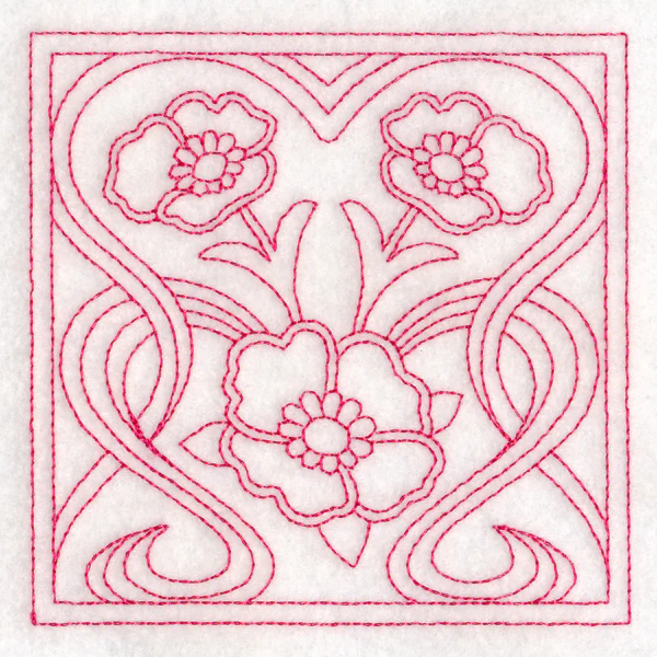 Art Nouveau Floral Quilting - Poppy (Double Run) - Image 5
