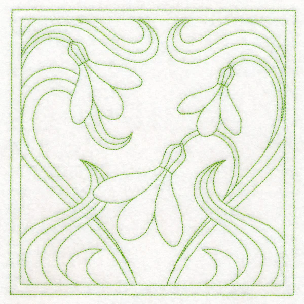 Art Nouveau Floral Quilting - Snowdrop (Double Run) - Image 2