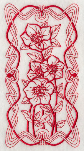 Art Nouveau Lenten Rose (Redwork) - Image 4