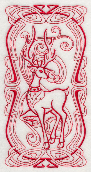 Art Nouveau Reindeer (Redwork) - Image 3
