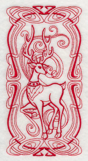 Art Nouveau Reindeer (Redwork) - Image 4