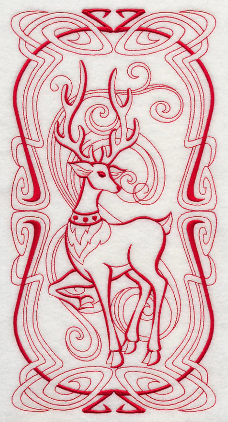 Art Nouveau Reindeer (Redwork) - Image 5