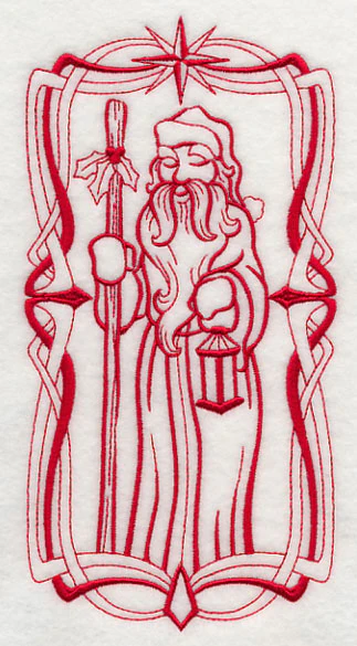 Art Nouveau Santa Claus (Redwork) - Image 3