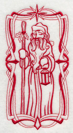 Art Nouveau Santa Claus (Redwork) - Image 4