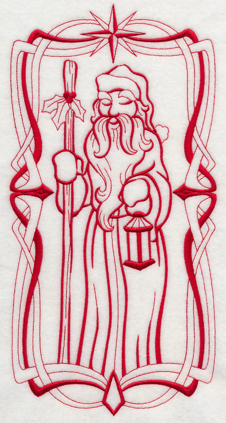 Art Nouveau Santa Claus (Redwork) - Image 5