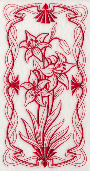 Art Nouveau Scarlet Lily (Redwork) - Image 3