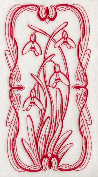 Art Nouveau Snowdrops (Redwork) - Image 3