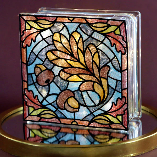 Autumn Accents Stained Glass - Oak Leaf & Acorns - Image 2