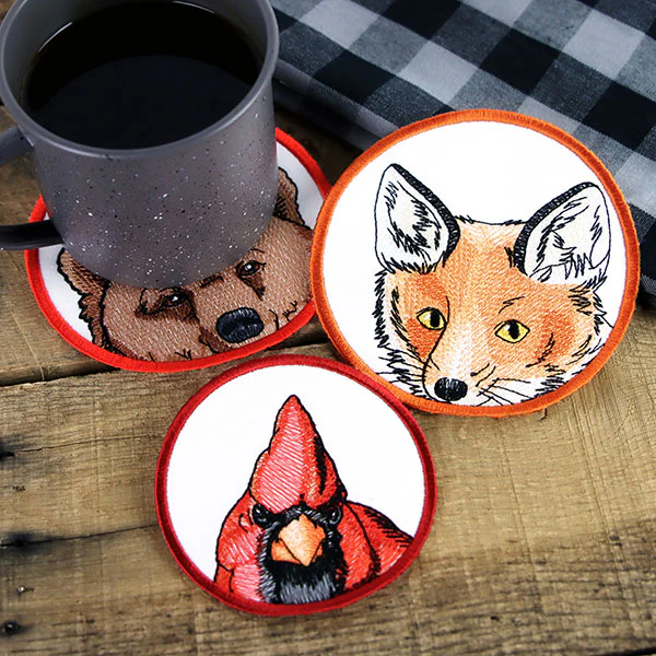 Autumn Animals Coasters - Fox (In-the-Hoop) - Image 2