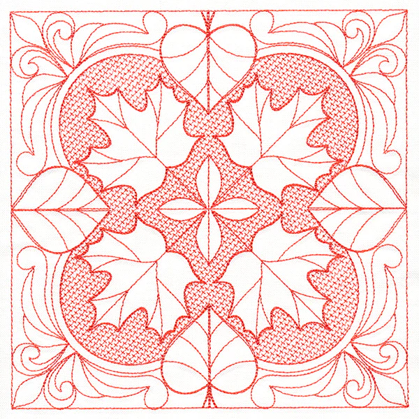Autumn Beauty Square - Maple Leaf (Trapunto)