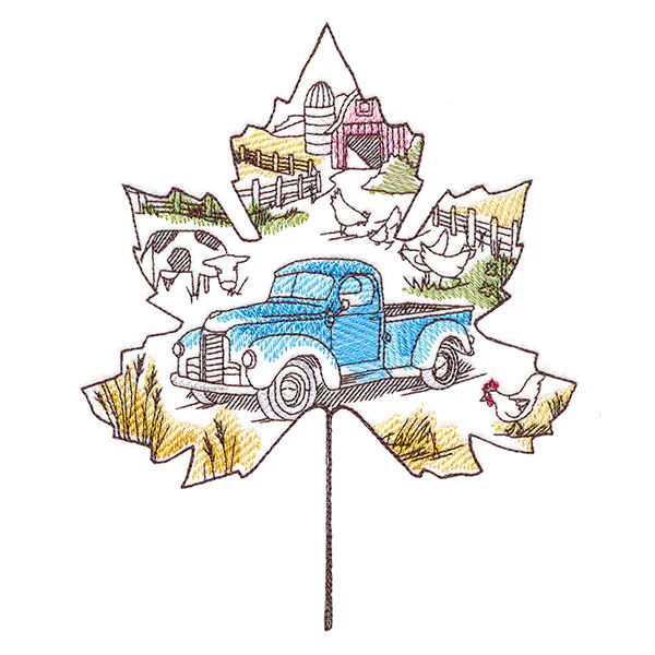 Autumn Countryside Retro Truck Scene - Image 2