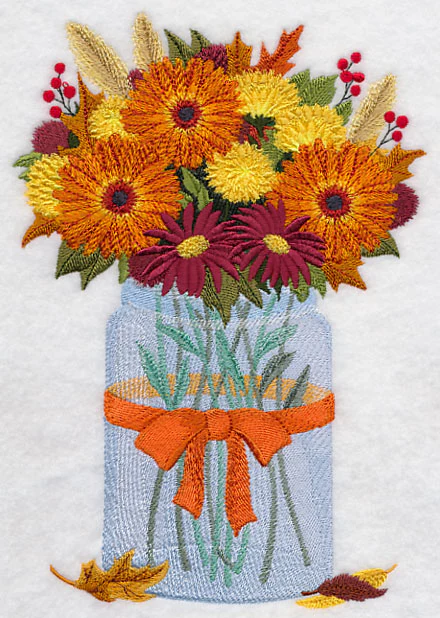 Autumn Flowers in Mason Jar - Image 2
