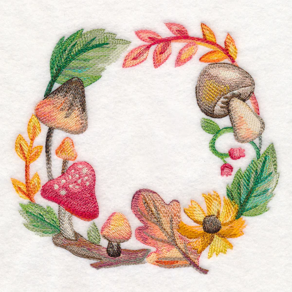 Autumn Mushroom Wreath in Watercolor - Image 2