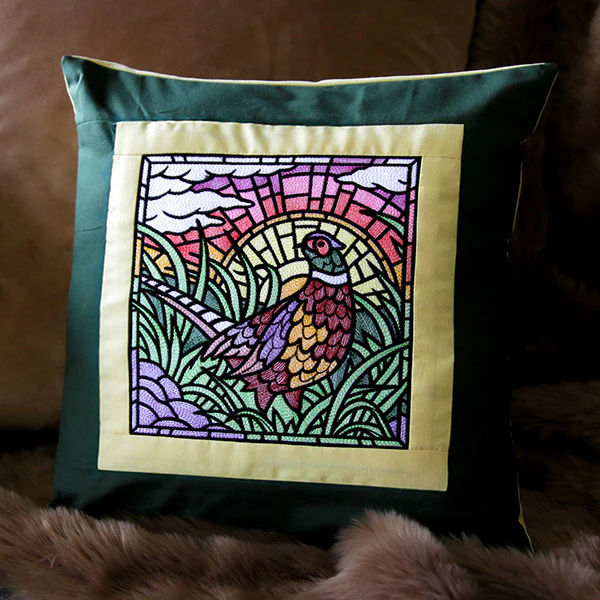 Autumn Sunrise Pheasant Stained Glass Square - Image 10
