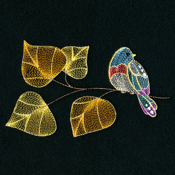 Autumn Treasures - Sparkling Bird and Birch Leaves - Image 4