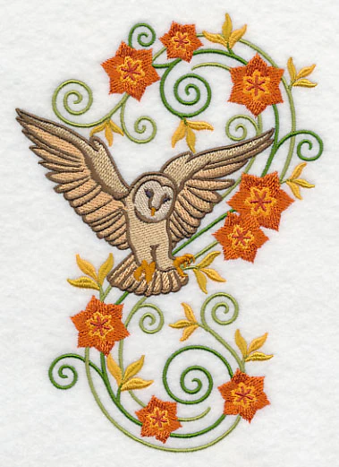 Barn Owl with Flower Flourish - Image 3