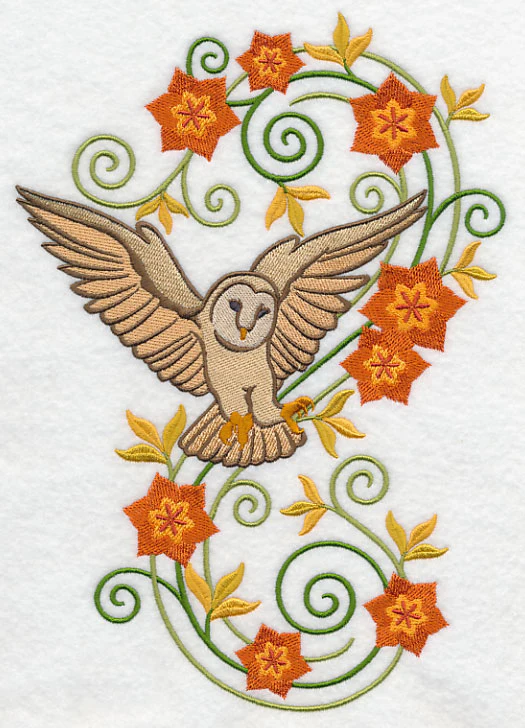 Barn Owl with Flower Flourish - Image 4