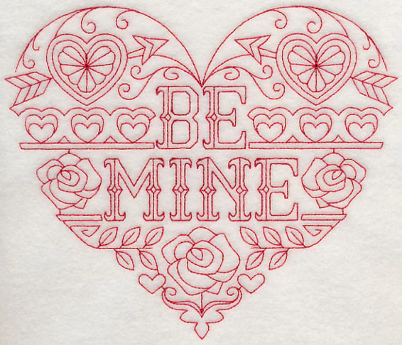 Be Mine (Redwork) - Image 2