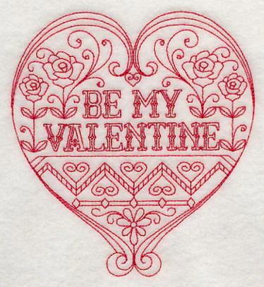 Be My Valentine (Redwork) - Image 3