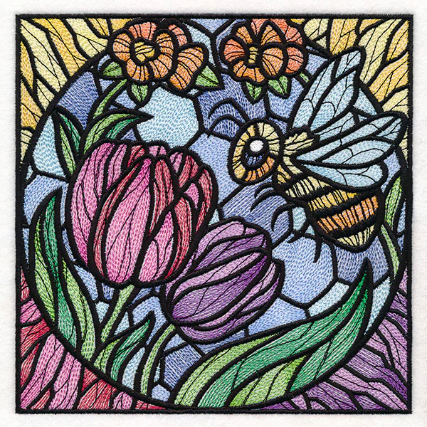 Bee and Tulip Stained Glass Square - Image 8