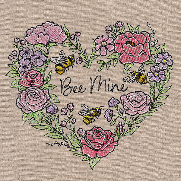 Bee Mine Buzzing Blossoms Heart