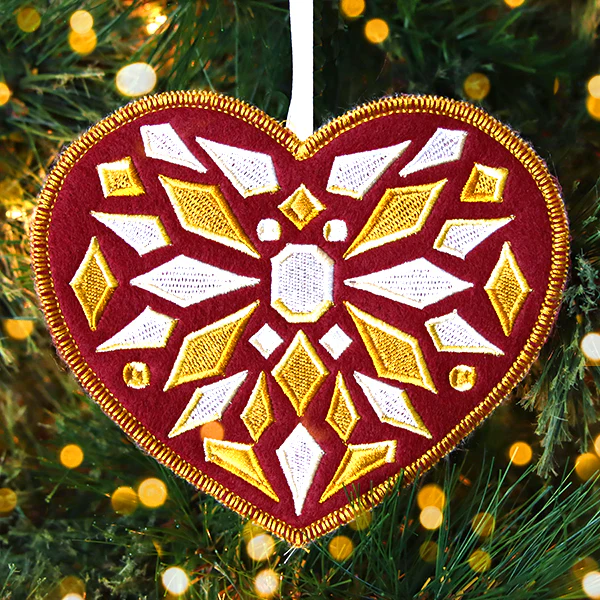 Bejeweled Christmas Heart Ornament (In-the-Hoop) - Image 5