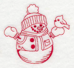Best-Dressed Snowman 1 (Redwork) - Image 3