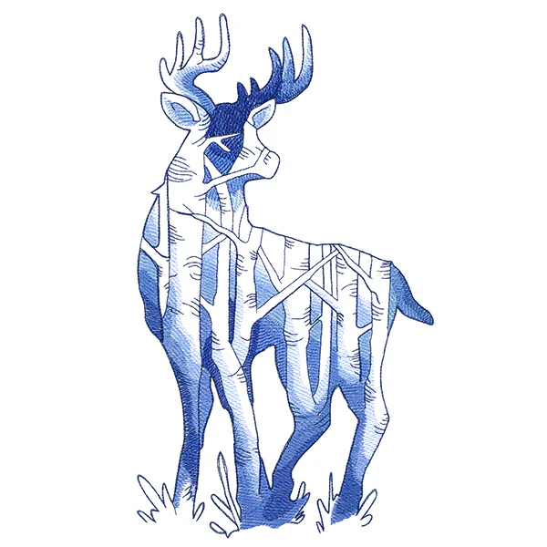 Birch Forest Deer Scene - Image 13