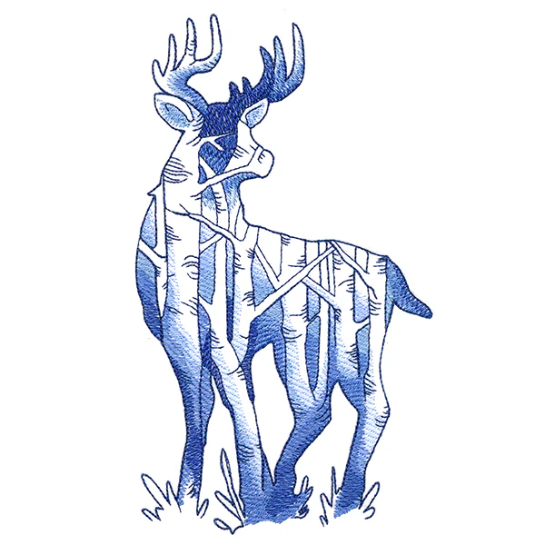 Birch Forest Deer Scene - Image 7