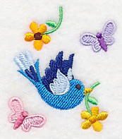 Bird and Butterflies with Flowers - Image 3