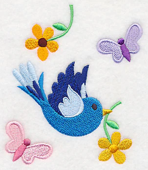Bird and Butterflies with Flowers - Image 4