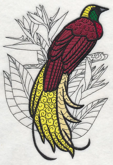 Bird of Paradise with Flowers (Blackwork) - Image 2
