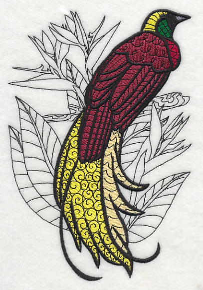 Bird of Paradise with Flowers (Blackwork) - Image 3