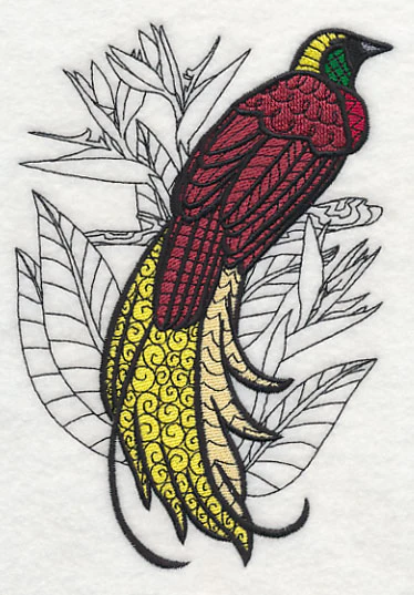 Bird of Paradise with Flowers (Blackwork) - Image 4