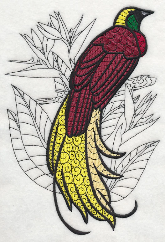Bird of Paradise with Flowers (Blackwork) - Image 5