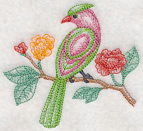 Bird on Blooming Branch (Toile) - Image 4