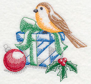 Bird on Christmas Gift (Toile) - Image 4