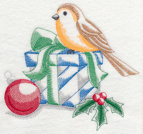 Bird on Christmas Gift (Toile) - Image 5