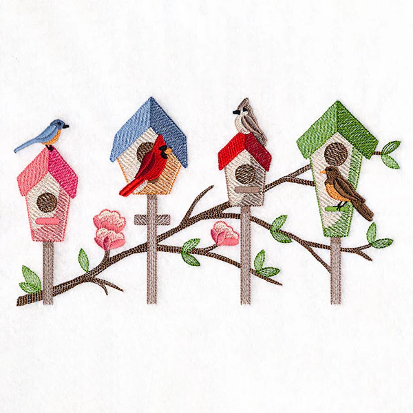 Birdhouses & Branching Spring Blooms Border - Image 2