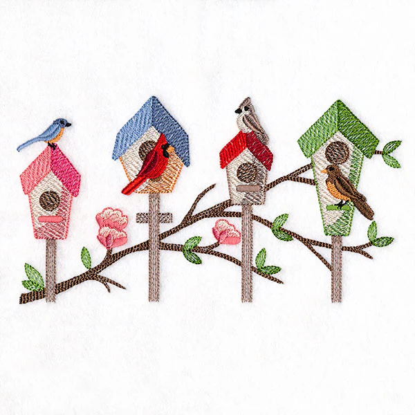 Birdhouses & Branching Spring Blooms Border - Image 3