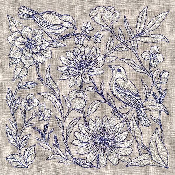 Birds and Blooms Tapestry Square - Image 4